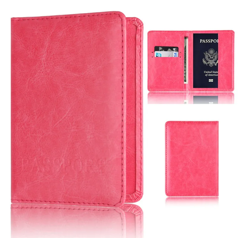 Держатель для карт кошелек мужской держатель для паспорта протектор бумажник для визиток мягкий чехол для паспорта многофункциональный карман для монет - Цвет: Hot Pink