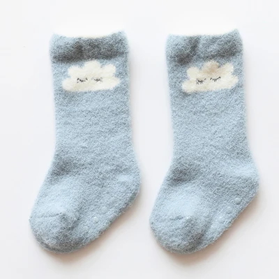 Two Pairs Blue Носки для младенцев нескользящие носки для малышей носки для новорожденных 2 пары/партия, бархатные толстые носки для малышей с рисунками носки-тапочки для малышей средней длины - Цвет: Two Pairs Blue