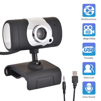 

USB Video Webcam 480P HD Video recording Clip fixing Wired Web Camera Meeting record USB Camera PC & Laptop With microphone D30