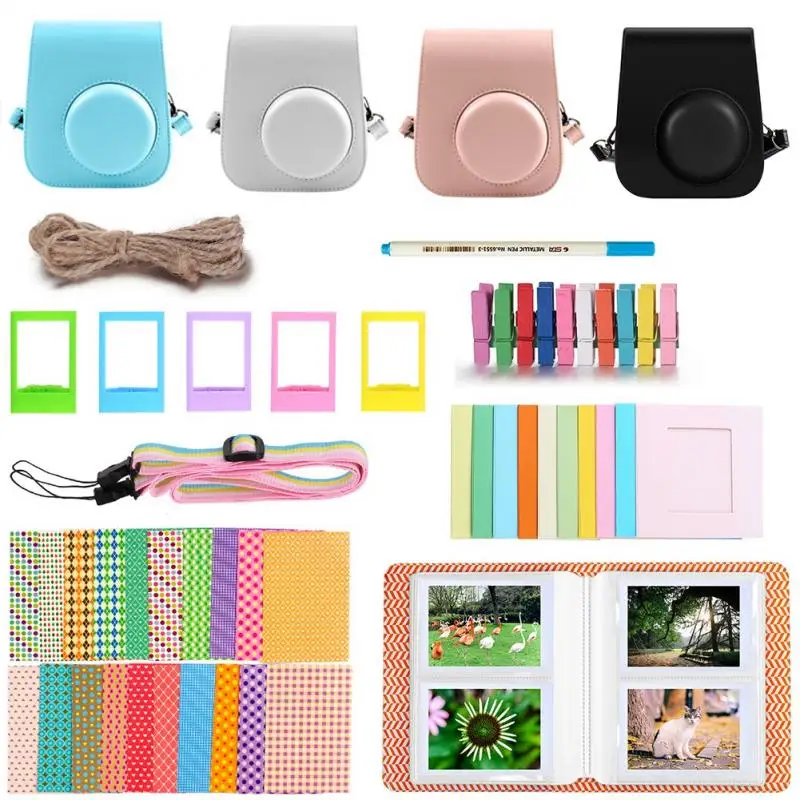 

NEW Fujifilm Instax Mini 11 Instant Film Camera Accessories Bundle Shoulder Strap Bag Case Stickers Photo Album Frames Set