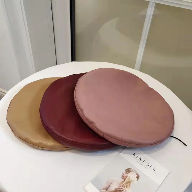 Женская модная винтажная однотонная Шапка берет из искусственной кожи зимняя