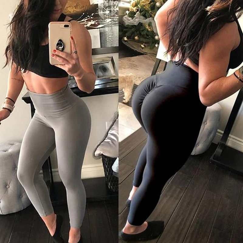 Women Sexy Modis Pants Fashion Solid Ankle-Length Ass Pleated High Waist Push Up Elastic Casual Fitness | Женская одежда
