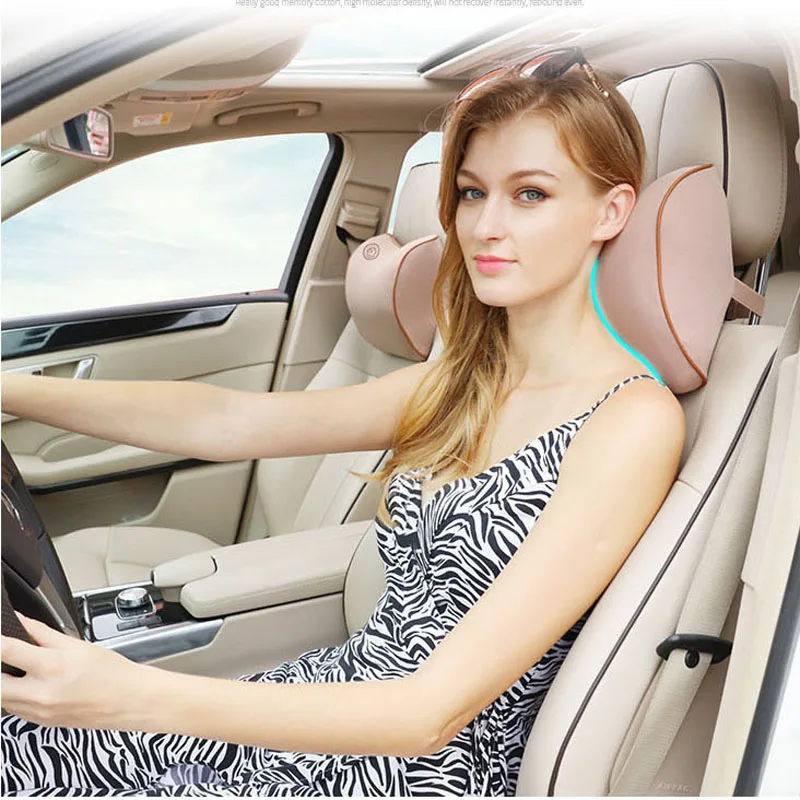 1pc Car Neck Headrest Pillow Car Accessories Cushion Auto Seat Head Support Neck Protector Seat Rest Memory Cotton