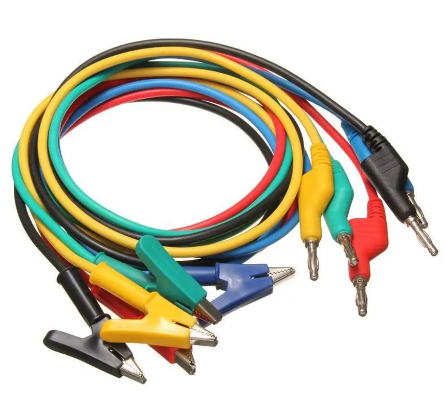 Alligator Clips Test Probes 5Pcs 1M 4mm Silicone