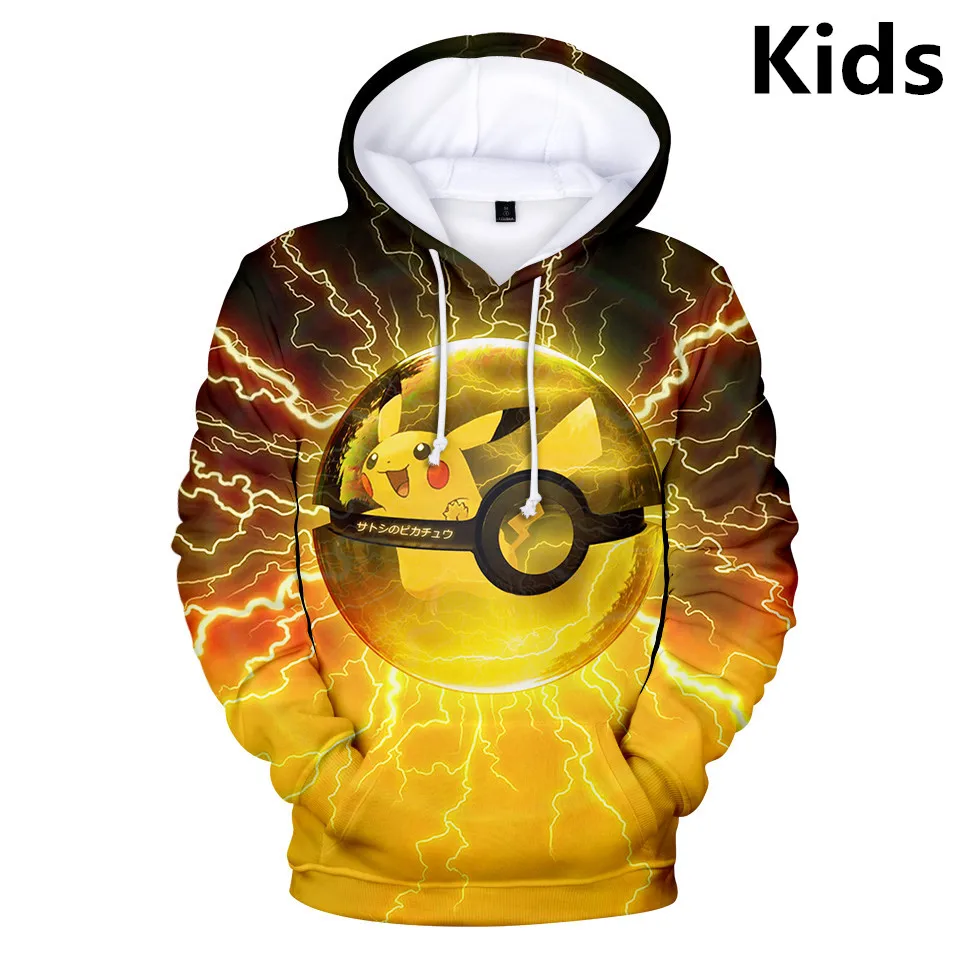 

2 To 13 Years Kids Hoodies Pokemon Pikachu 3D Printed Hoodie Sweatshirt Boys Girls Long Sleeve Jacket Cartoon Children Clothes
