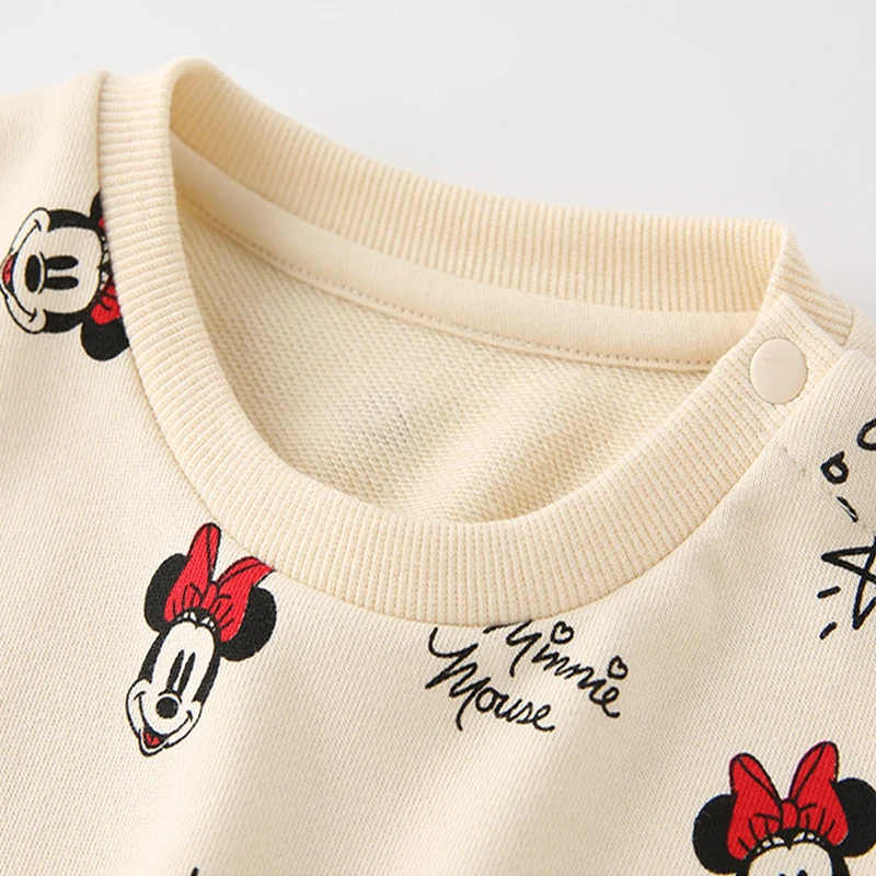 Disney/Коллекция года, модный свитер с Микки и Минни для девочек детский топ с принтом, свитер с длинными рукавами и круглым вырезом для девочек плотное зимнее пальто
