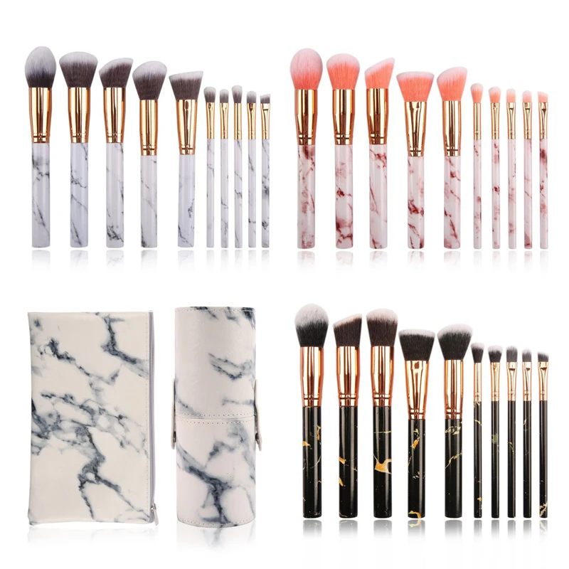 

10pcsPromotions marbling texture brushes face foundation powder eyeshadow kabuki eyeWoman makeup blending cosmetic marble makeup