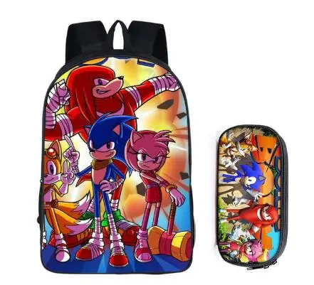 2 шт./компл. Sonic зубная щётка тени рюкзаки для детей, принт с героями мультфильмов школьные сумки для мальчиков и девочек начальной школы школьный студенты костюм рюкзаки подарки - Цвет: photo color
