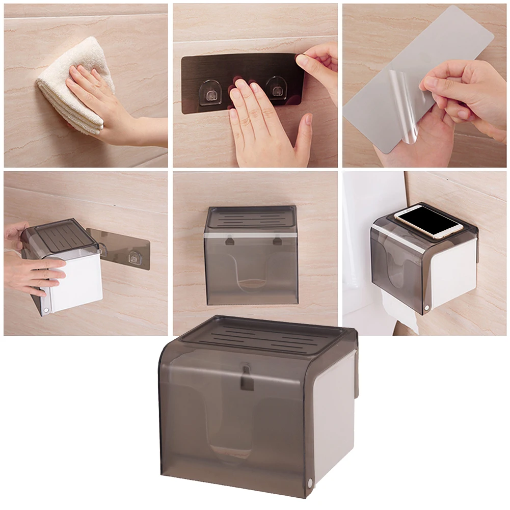 

PP Organizer Seamless Waterproof Lightweight Multifunctional Paper Holder Bathroom Punch Free Storage Home Easy Install