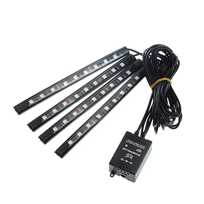 9SMD автомобильный интерьерный напольный RGB светодиодный светильник комплект с дистанционное управление музыкой