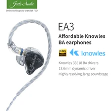 JadeAudio(FiiO) EA3 Hi-Fi стерео 1BA(Knowles)+ 1 динамический Гибридный наушник IEM с 0,78 2 контактами съемные кабели с глубокими басами
