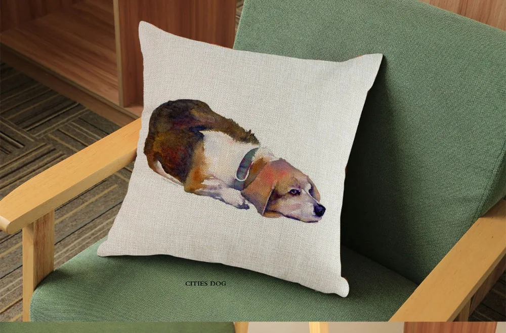 Beagle животное собака акварельная картина льняная подушка, подушка для дома гостиной диван украшения наволочки подушки собаки