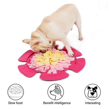 

Soft Pet Activity Home Washable Nosework Blanket Bedroom Skill Training Dog Feeding Mat Stress Release Slow Food Flower Shaped
