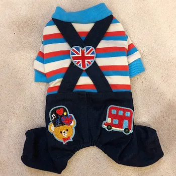 

Stripe Denim Pet Dog Jumpsuit Pajama Dog Clothes for Pomeranian Jean Puppy Overalls Clothing