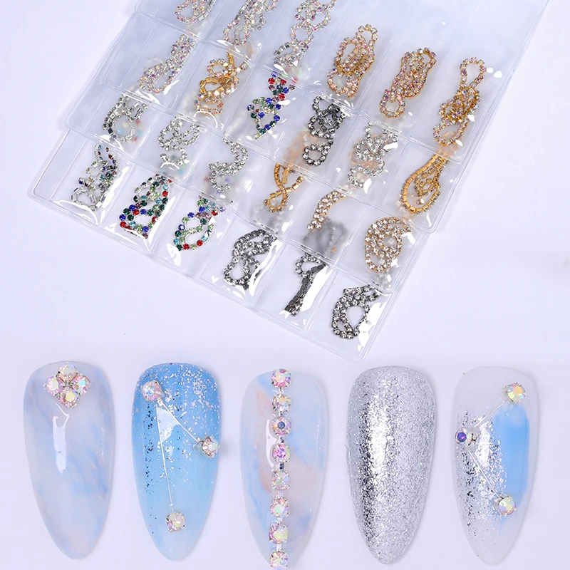 

6 Pcs/Bag Metal Nail Beads Chain Decorative Gold Silver Color Sticker Striping Ball Mixed Size 3D Nail Art DIY Decorations