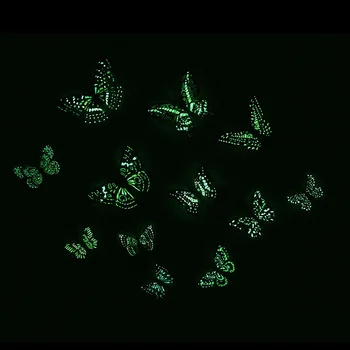 

12Pcs/set Luminous butterfly Wall Sticker living room Butterflies for wedding Party decoration Home 3D Fridge glow in dark