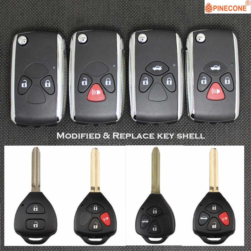 New Uncut Key Case Shell for Toyota Prado Rav4 Avalon Camry Corolla Echo Remote No Chips Inside 2 Buttons On Side 