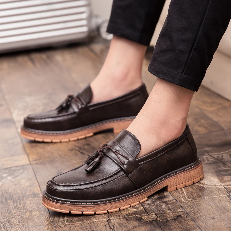 Mens Shoes Casual Brand Leather Shoes Tassel Loafers Fashion Business Formal Shoes Leisure Walk Platform Shoes Moccasin Homme Mens Shoes Casual Brand Leather Shoes Tassel Loafers Fashion Business Formal Shoes Leisure Walk Platform Shoes Moccasin Homme