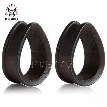 

New Drop Shape Ebony Ear Piercing Tunnels Plugs High Quality Wood Hollow Earrings Expanders Strecher Fashion Body Jewelry