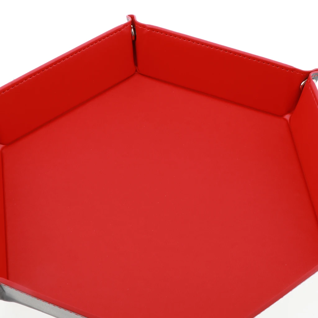 Dice Holder PU Leather Folding Hexagon Tray for RPG, DND and Other Table Games