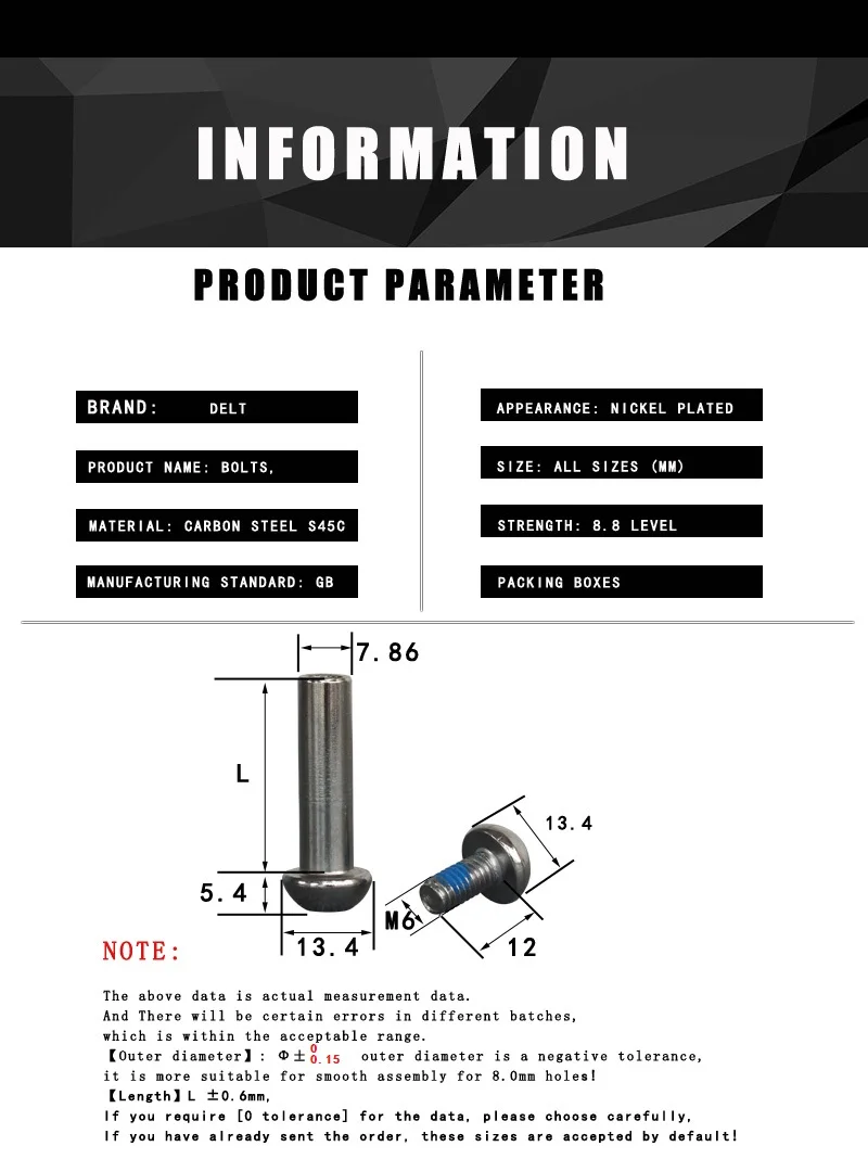 DELT M6 &&Phi;8*17 23 29 33 38 45 50 62 75 86MM Scooters Screw Skates Bolts Cycle Bike Bicycle Shock Absorbers & Nut Part, mountain bike screws,bike suspension shock absorber,bicycle shock absorber