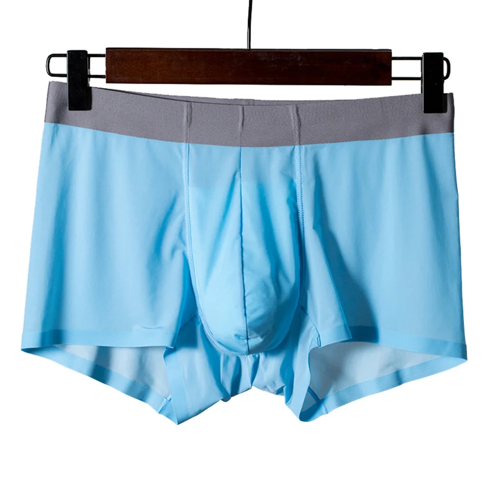 

IYunyi Men Seamless Soft Boxer Short Transparent See Through Underwear Ice Silk Traceless Underpants