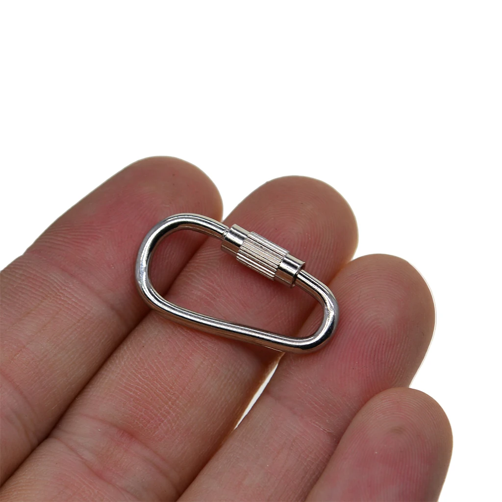 20 Mini Steel Quick Open Screw Lock Key Chain Hook Carabiner Safety Clasp