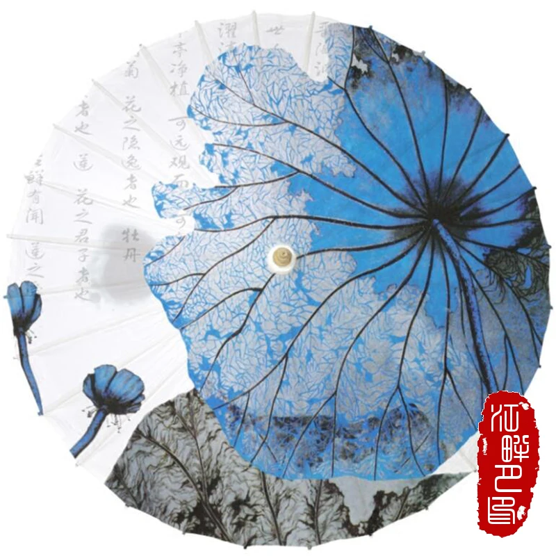 

JPY Brands Oil Paper Umbrella Autumn Pond Lout Leaf Scence Paper Parasol Lout Flower Blossom Kid Dance Paper Umbrella