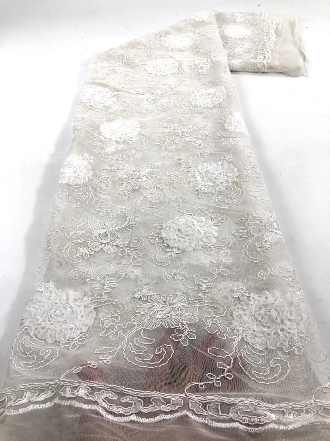 

French luxury embroidered applique tulle lace fabric for banquet dress party JJ-420