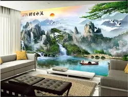 custom mural Photo wallpaper Chinese style waterfall river and lake scenery home decor 3d wallpaper for the bedroom wall