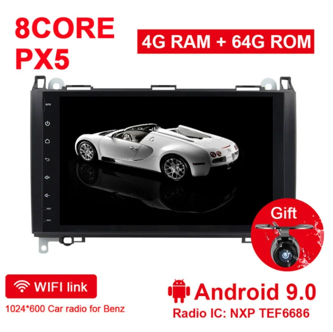Eunavi 2 Din Android 9,0 Octa 8 core автомобильный DVD проигрыватель для бенц Вито спринтер W169 W245 W469 W639 B200 радио gps Wi-Fi Оперативная память 4 Гб 9'' - Цвет: 8 Core 4G 64G