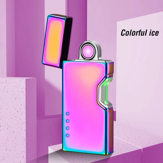 Laser-Rainbow Прядильная плазменная дуговая зажигалка, Мужская подарочная USB электрическая турбо-зажигалка, ветрозащитная электронная импульсная перезаряжаемая зажигалка - Цвет: Laser-Rainbow