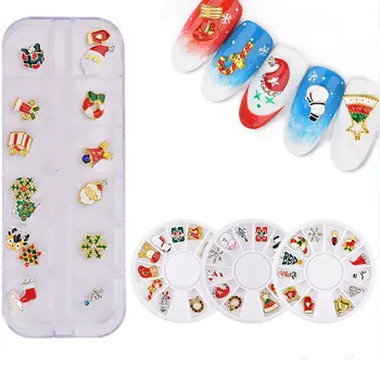 

12Pcs/Box 3D Alloy Nail Art Decoration Christmas Theme Manicure Nail Rhinestone Jewelry Nail Art Tool