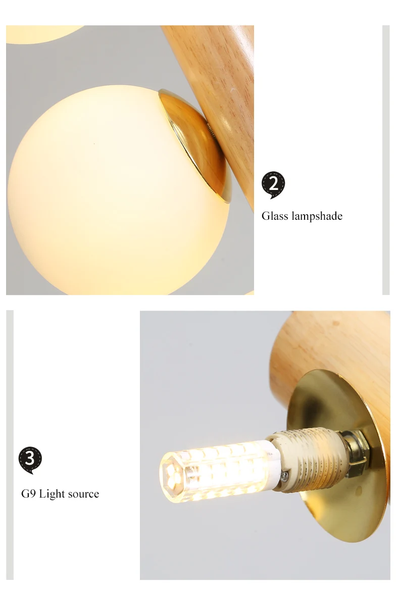 BOTIMI обеденный светодиодный подвесной светильник для гостиной, стеклянный шар, деревянная Подвесная лампа, длинный стол, подвесной светильник в стиле лофт, светильники