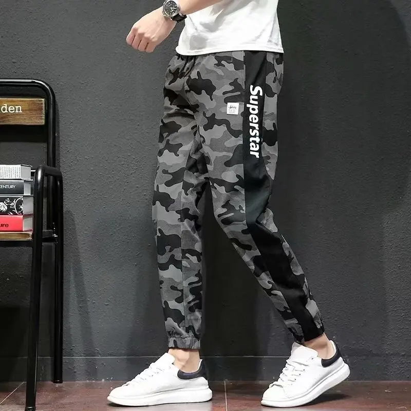 

Spring And Autumn Pants MEN'S Casual Pants Korean-style Popular Brand Skinny Camouflage Capri Pants Beam Leg Harem Pants Bib Ove