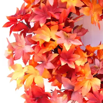 

61cm Autumn Harvest Maple Leaf Front Door Wreath Garland Thanksgiving Decoration D0LD