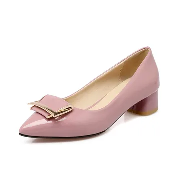 

Big Size Pointed metal buckle decorative single shoes ladies high heels women shoes woman pumps