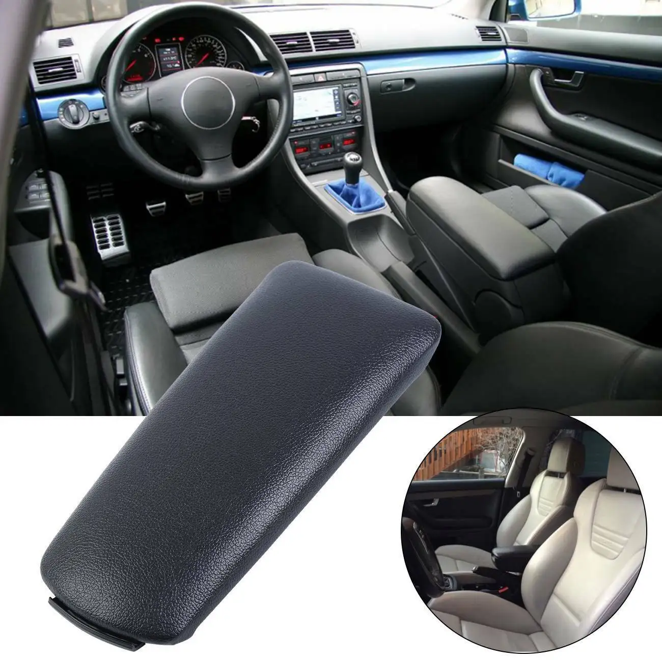 

Samger Auto Car Armrest For Audi A4 B6 B7 2002-2007 Box Cover Console Lid Leather Car Seat Armrest Latch Cover