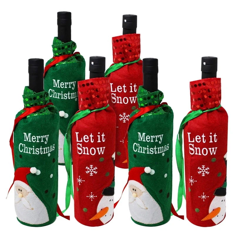 

Set of 6 Wine Bottle Bags - Perfect for Christmas Wine Gifts & Other - Perfect Xmas Party Decor