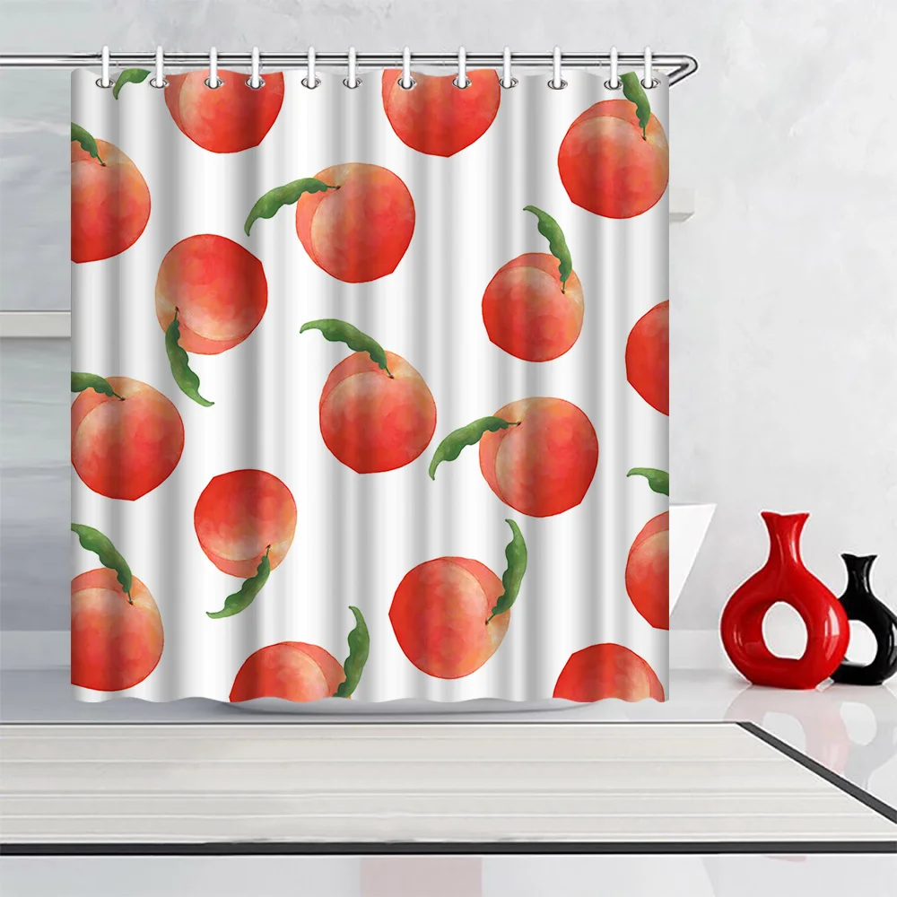 

Photo Custom Shower Curtain Peach Waterproof Polyester Fabric Bath Curtain for Bathroom Decor with Hooks 180x180cm Cortina
