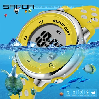 

SANDA Military Kids Sport Watches 50M Waterproof Electronic Wristwatch Stop Watch Clock Children Digital Watch For Boys Girls