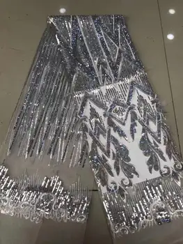 

embroiderd lace fabric Sat-9.3602 with sequins beautiful Nigerian sequins lace fabric for party dress