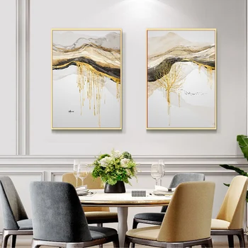 

Modern Abstract Gold Mountain Landscape Canvas Paintings Gallery Posters Print Wall Art Pictures Living Room Interior Home Decor