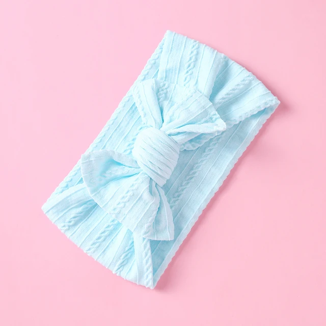 1PCS New Braid Nylon Bow Headbands,Cable Knit Solid Wide Nylon Headbands Turban, Baby Girls Head Wrap Hair Accessories 27 colors A2NSFB-9873-9