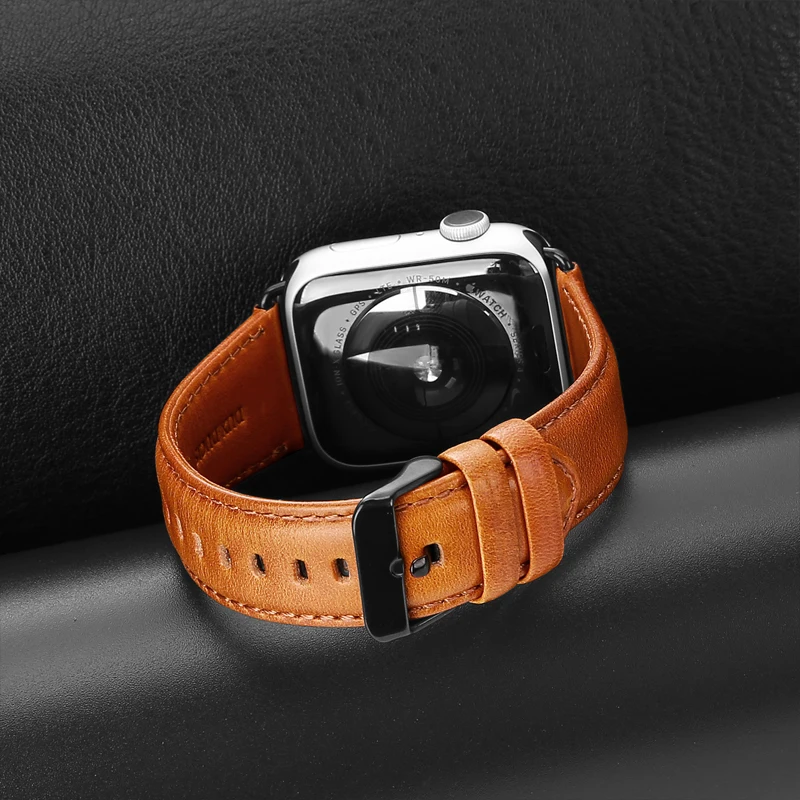 Brown Ремешок для Apple watch band 42 мм 38 мм correa iwatch series 5 4 3 2 высококачественный кожаный ремешок 44 мм 40 мм Apple watch 4 аксессуары - Цвет ремешка: Brown