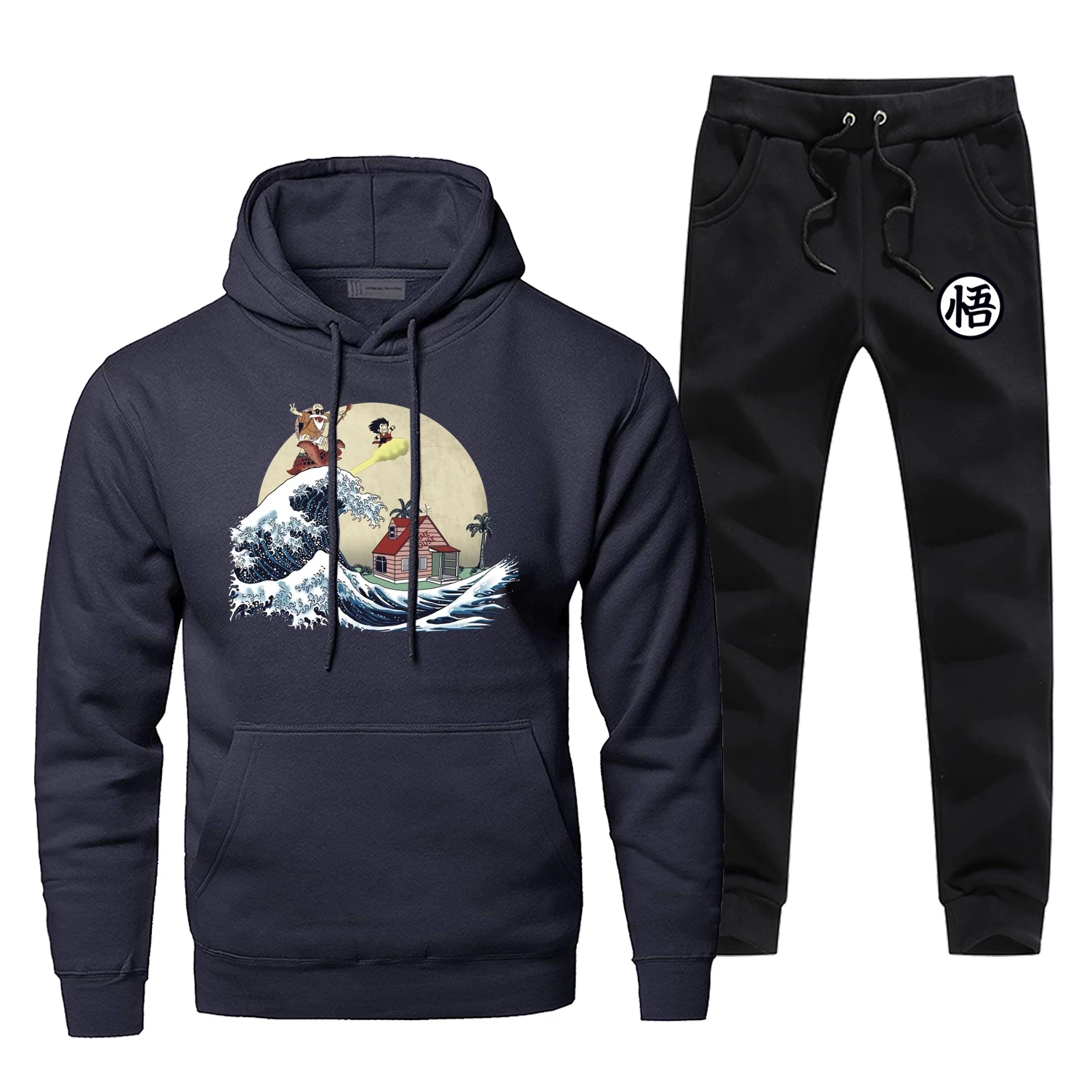 Classic Japan Anime Hoodies Dragon Ball Ocean Waves Master Roshi Men's Fleece Hoodie+pants Sets Casual Winter Warm Sportswear Classic Japan Anime Hoodies Dragon Ball Ocean Waves Master Roshi Men's Fleece Hoodie+pants Sets Casual Winter Warm Sportswear