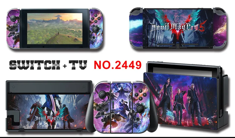 1set New Cute Anime Full Body Sticker for NS Switch Protective Cover Skin Colorful Art for Game Console Joy-Con Controller Decor