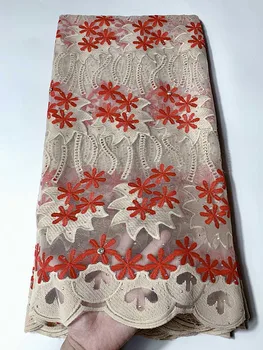 

Nigerian African Lace Fabrics 5Yards French Guipure Lace Fabric High Quality Rhinestone African Lace Fabric For Wedding Dress