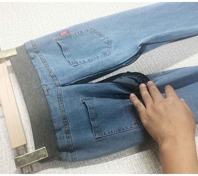 Outdoor Sex Jeans Pants Women High Waist Skinny Denim Trousers Female Sexy Leggings Open Croch Zippers Broek Clothing Plus Size