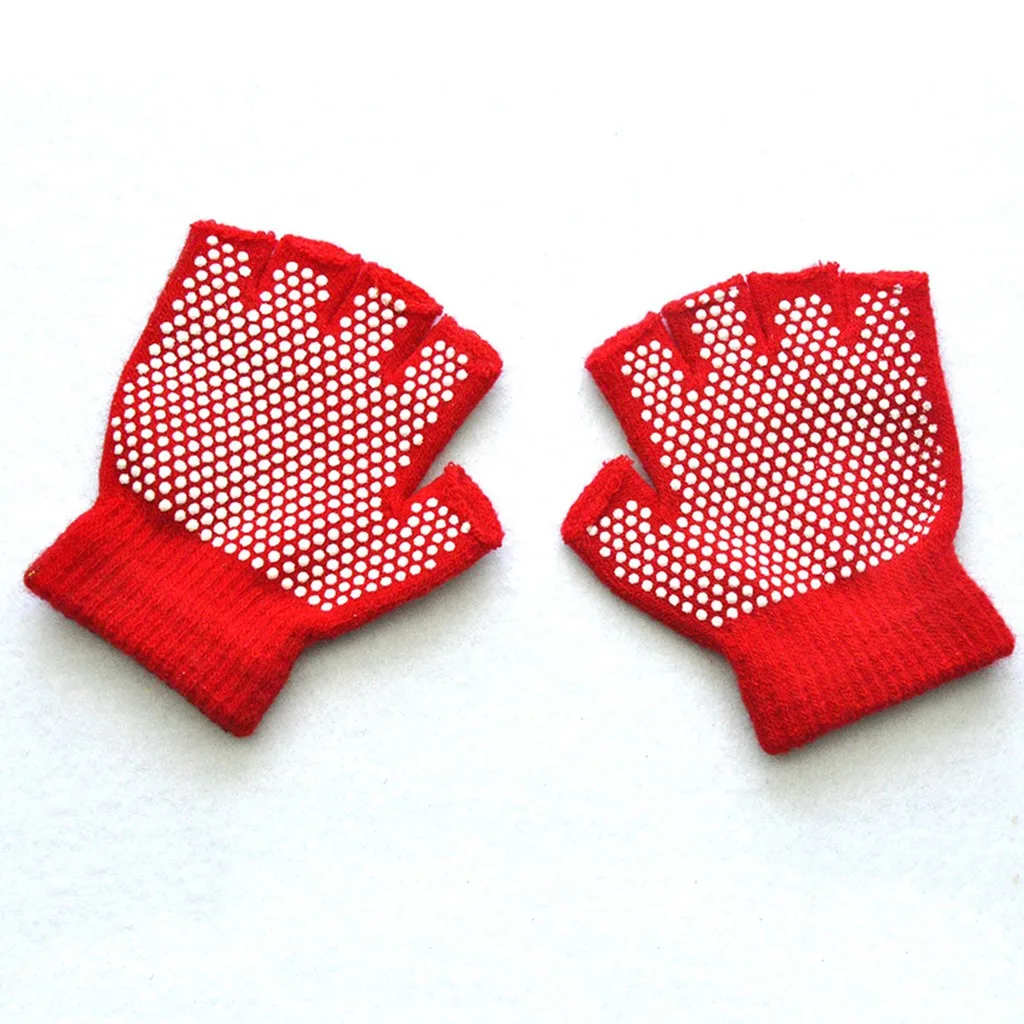 Детские перчатки для малышей; зимние теплые вязаные Нескользящие варежки без пальцев; перчатки в горошек; милые мягкие и привлекательные детские перчатки из хлопка